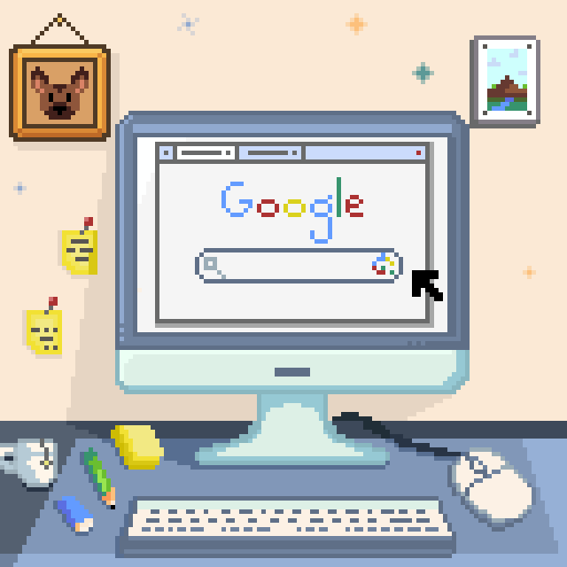 Pixel art représentant le référencement